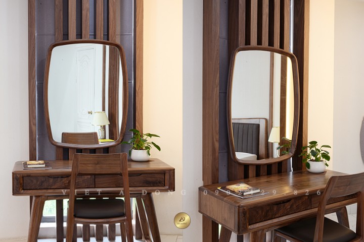 Bàn trang điểm gỗ óc chó BTD-03